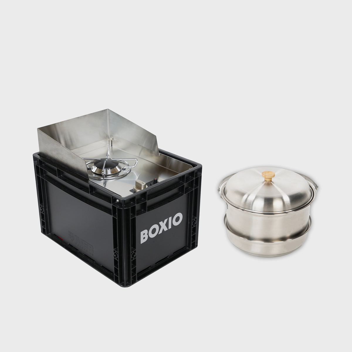 BOXIO COOK PLUS | Mobiler Gaskocher mit Topfset