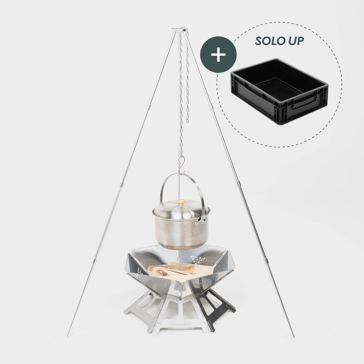 BOXIO FIRE BUNDLE I Feuerschale mit Grill in Eurobox