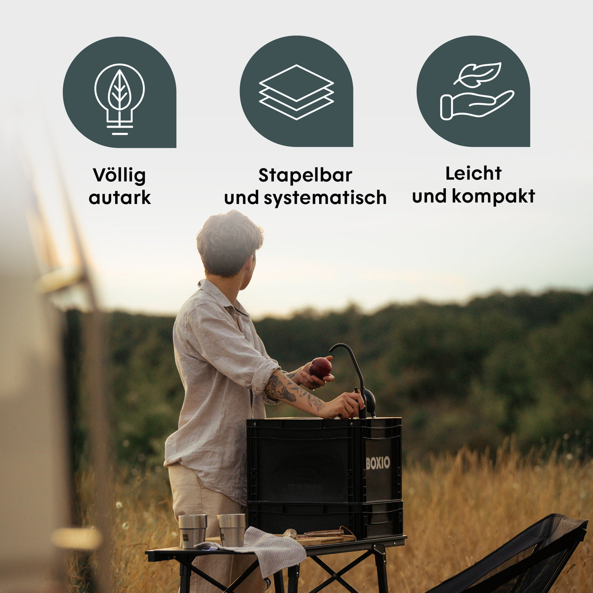 BOXIO KITCHEN PLUS I Mobile Outdoorküche mit Stehhöhe