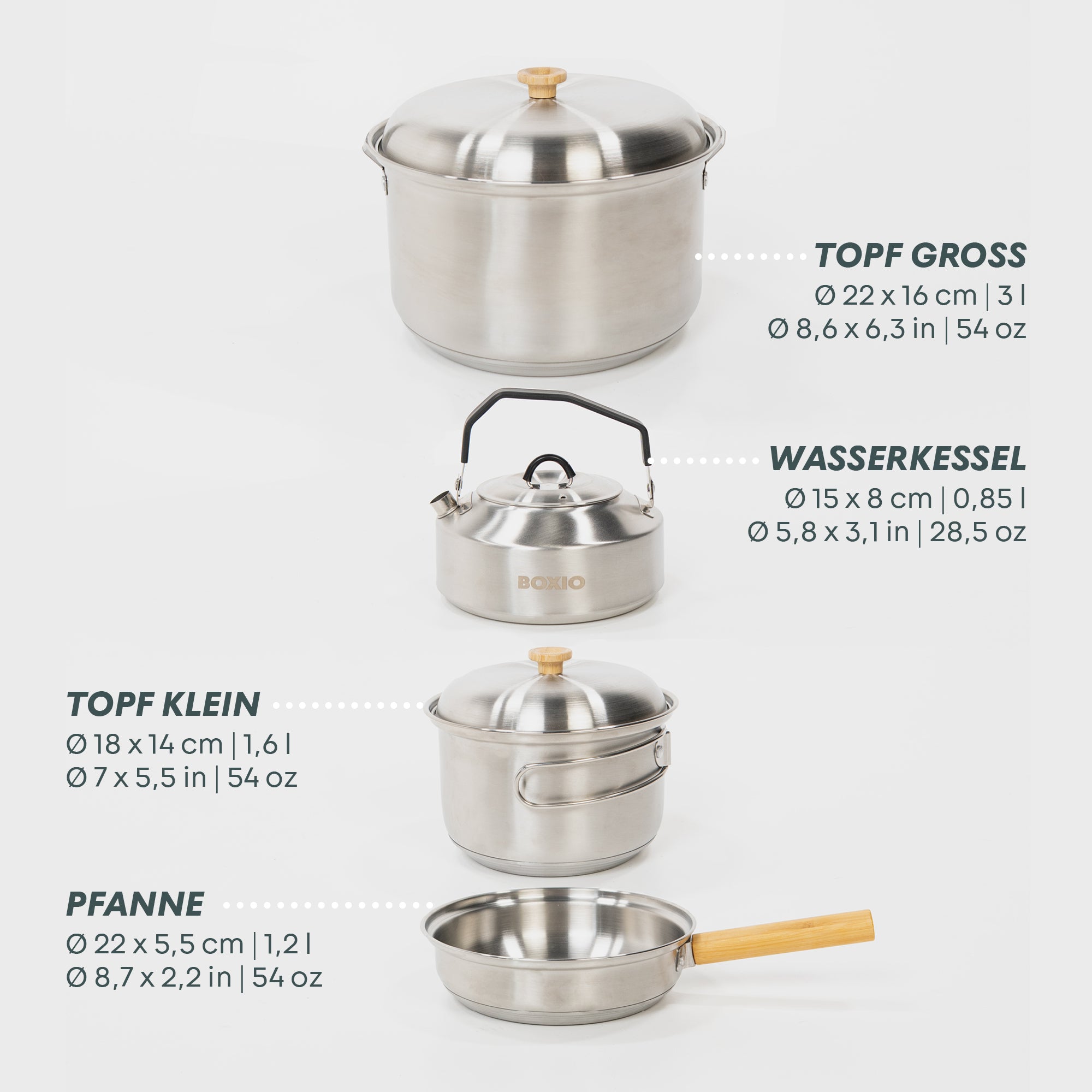 BOXIO COOK PLUS | Mobiler Gaskocher mit Topfset