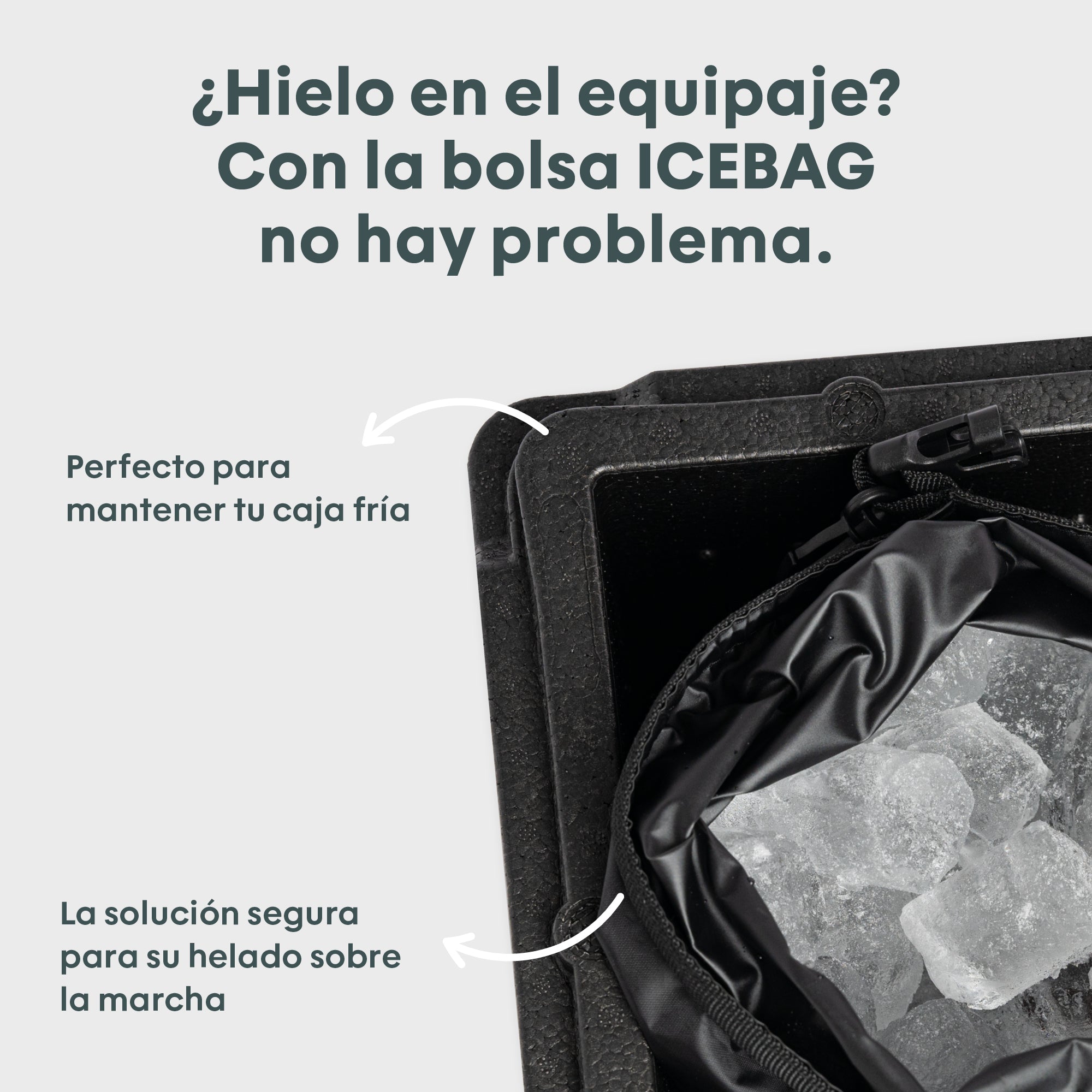 ICEBAG-Tasche mit Eiswürfeln in einem Kühler, ideal zum Kühlen von Lebensmitteln unterwegs.