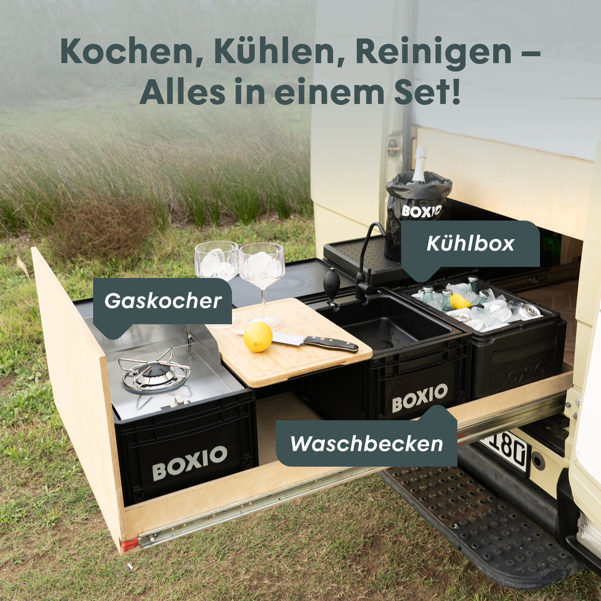 BOXIO KITCHEN PLUS I Mobile Outdoorküche mit Stehhöhe