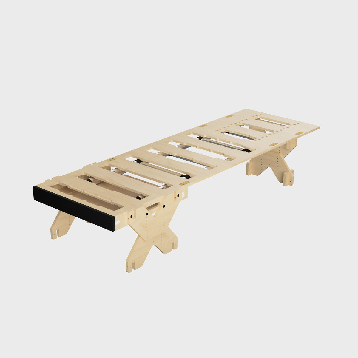 Lattenrost aus Holz mit stabilen Seitenteilen und einstellbaren Zonen für individuellen Schlafkomfort.