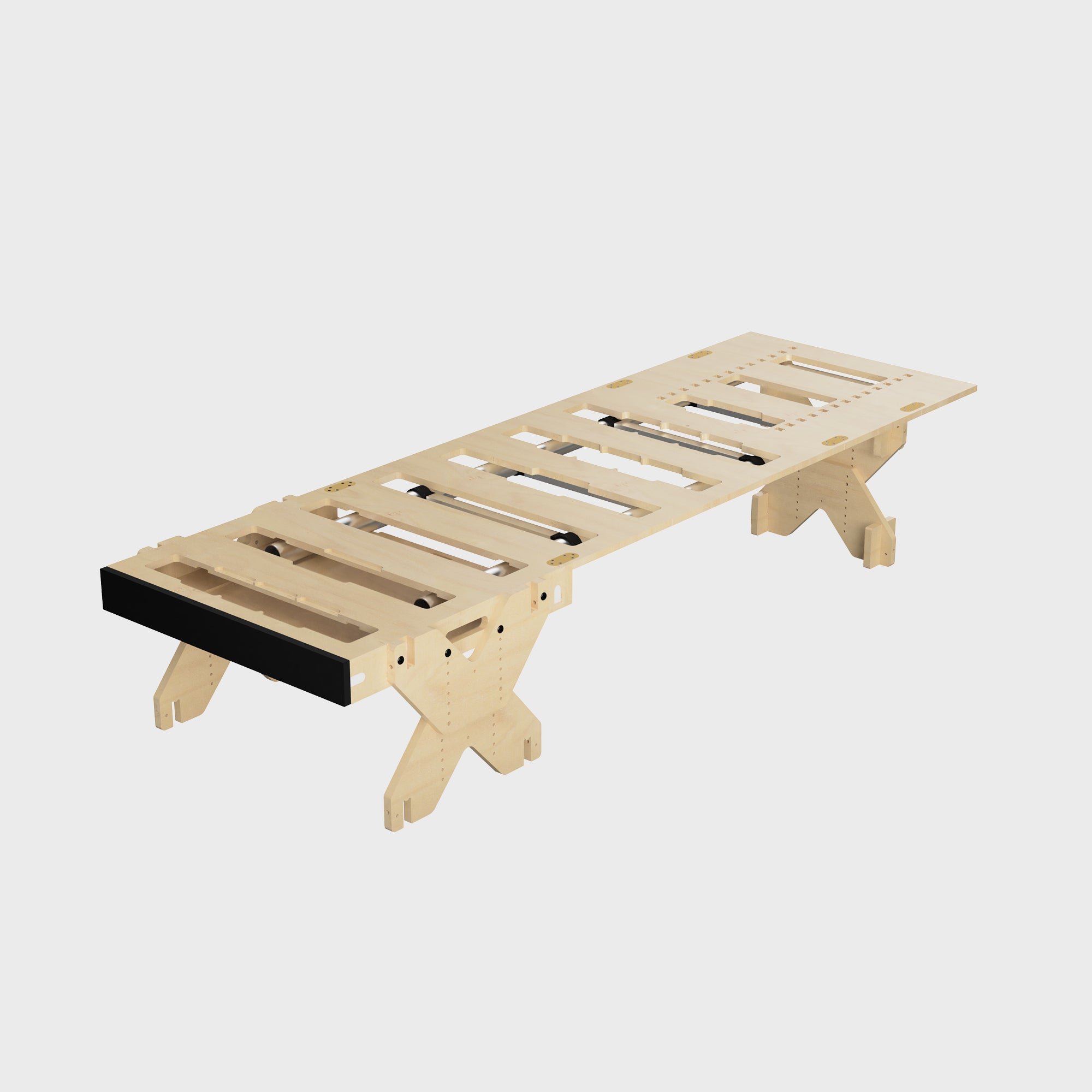 Bettrost aus Holz mit stabilen Querstreben und verstellbaren Elementen für optimale Matratzenunterstützung.