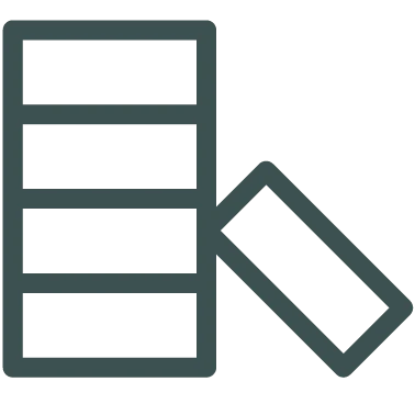 Symbol für eine Datenspeicherfunktion mit gestapelten Linien und einem herausnehmbaren Element.